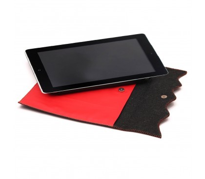 Leather Pouch - Leather, 10x7 Inches, Red | Durable Leather, Zipper Closure, Easy Access, Stylish Design, Tablet Protection
