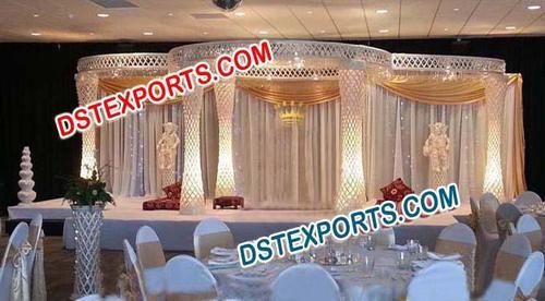 Fiber Crystal  Six Pillar Mandap Set