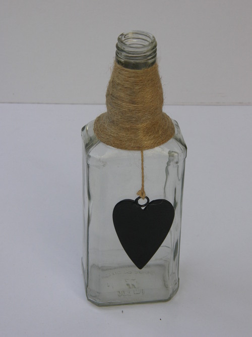 CREATIVE GLASS BOTTLE JAR WITH ROPE CHALKBOARD HEART NAUTICAL DECOR