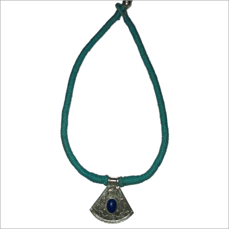 Sky blue Thread Necklace With Lapis Pendant
