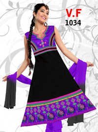 Violet And Black Anarkali Readymade Suits