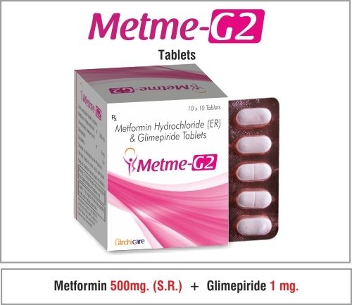 Metformin(S.R.) 500 Mg.+ Glimepiride 2 Mg. Tablets