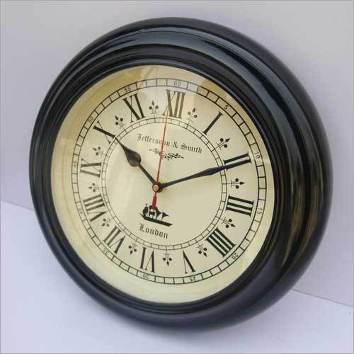 HANDMADE ANTIQUE STYLE HOMEDECOR BLACK WOODEN WALL CLOCK