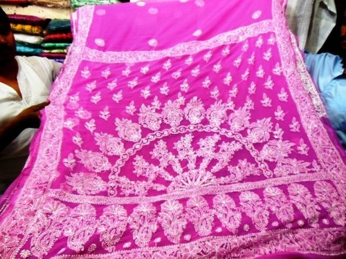 Georgette Chicken Work Sarees