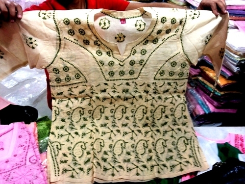 Cotton colour chiken kari work embroidery