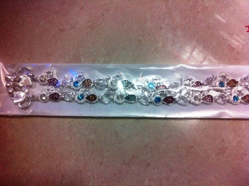 Silver Plated Kundan Anklet