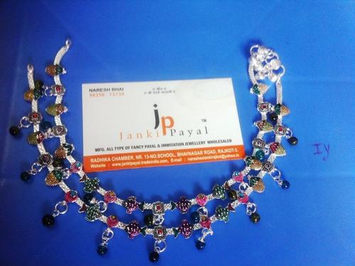Imitation silver kundan payal