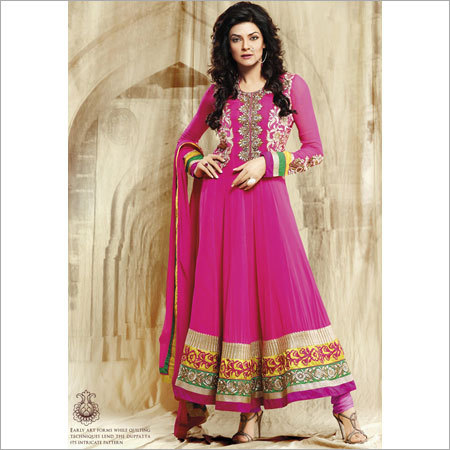 Pink Churidar Kameez Set