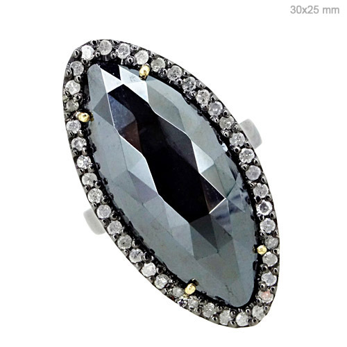 Black Spinel Diamond Gold Ring