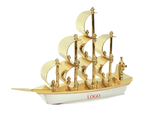 Brass Desktop Ship Showpiece Golden