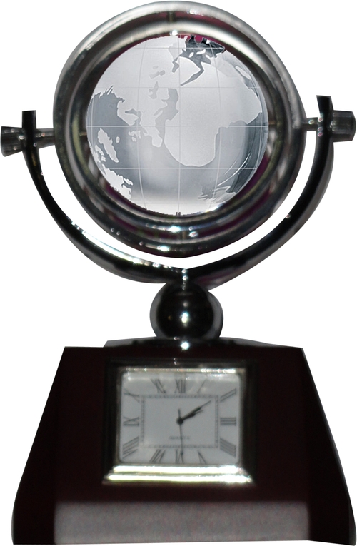 Wooden Revolving Clock Stand With Globe