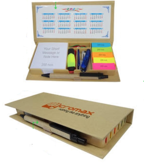 Eco Friendly Stationery Kit - Recycled Paper, 25x15x3 cm, 250g | Magnetic Closure, Multicolor Sticky Notes, Ballpoint Pen, Organized, Portable, Durable, Stylish