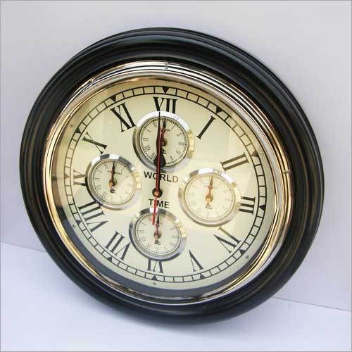 HOME INDOOR WALL CLOCK VINTAGE STYLE HANGING WOLD TIME  CLOCK