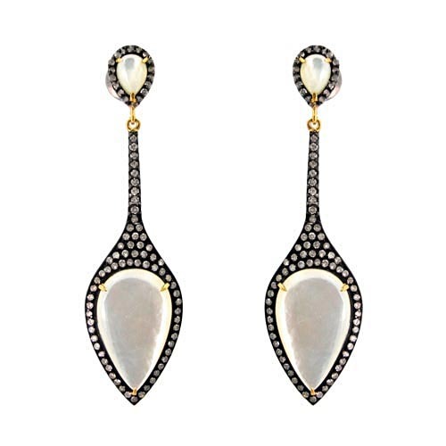 Diamond MOP Gold Earrings