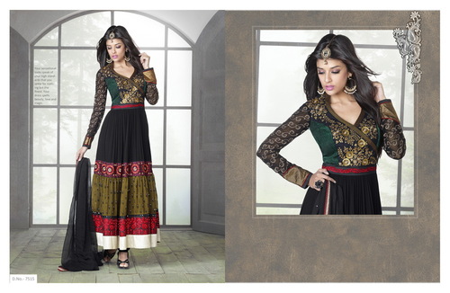 Mixed Color Silk Party Salwar Kameez