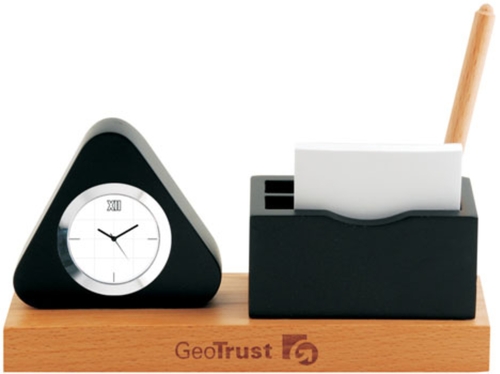 Desktop and Office Utility - Bamboo, 10x15x5 cm, Quartz Clock | Time Management, Note Storage, Slotted Pen Holder
