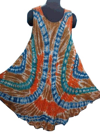 Designer Kurti - Cotton, Free Size, Orange | Stylish Design, Comfortable Fit, Shrink Resistant, Sleeveless, Tie-Dye Pattern
