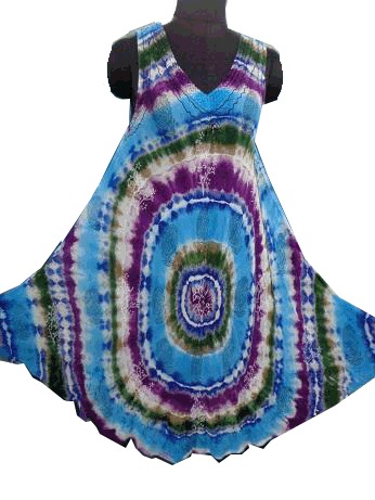 Designer Kurti - Cotton, 45 Inches, Blue | Stylish Design, Comfortable Fit, Shrink Resistant, Sleeveless, Tie-Dye Style