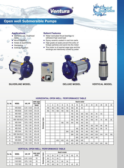 Open Well Submersible Pumps - Quality Approved Components, Robust Design, Long Life, Progressive Technology