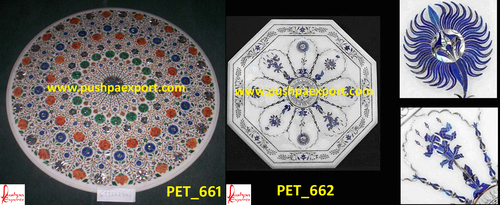 White Marble Floral Inlay Table Top White Marble Floral Inlay Table Top
