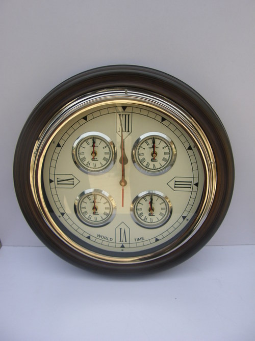 NAUTICAL HOME DECOR ROUND WOODEN DARK BROWN WALL CLOCK WITH HANGING STYLE