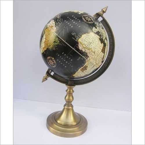 Black Aluminum World Globe Desktop With Stand