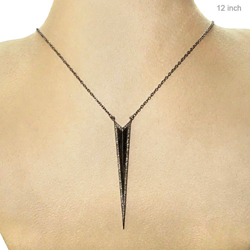 Pave Diamond Silver Necklace