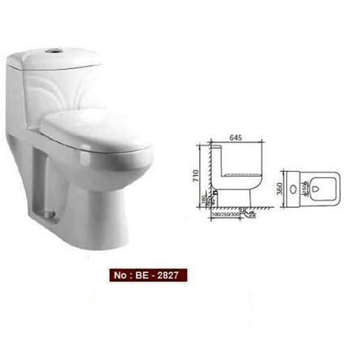Water Closet - Ceramic, 710x360x645mm | Wash Down Flush, Comfortable Seating, Easy Cleaning, Stylish Space Saving Design, White/Ivory Colors