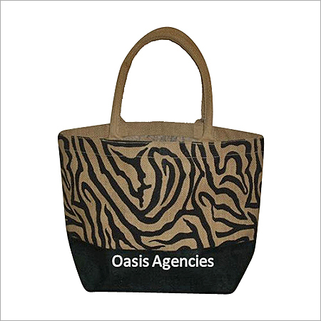 Zebra Print Jute Fashion Bag