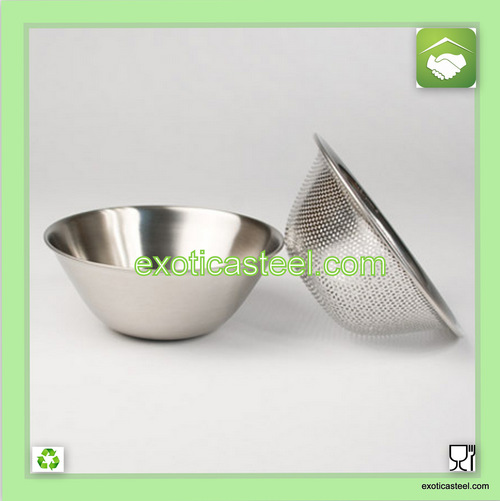 Stainless Steel Strainer Bowl - Premium Grade Stainless Steel, Modern Style and Highly Durable Design
