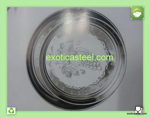 Stainless Steel Round Tray - 30 to 60 cm Sizes | Grape Design, Trendy Finish, Corrosion Resistant, Smooth Surface