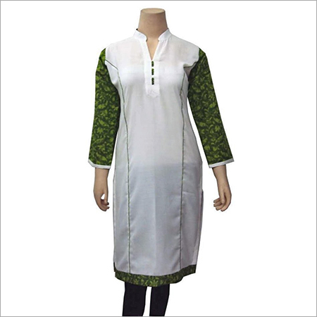 3/4Th Sleeve Mix And Match Printed White Kurti