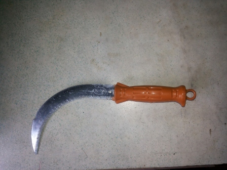 Grass Sickle Tool - Steel Blade 18 Inch, Orange, Plastic Handle | Sharp Blade, Durable Handle, Lightweight Design