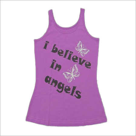 Purple Sleeveless with Black Printing Rhine Stone