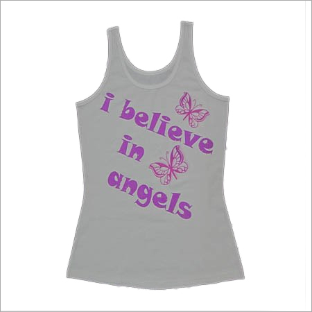 White Sleeveless with Purple Printing Rhine Stone
