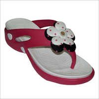 Fancy Ladies Footwear - Synthetic Material, Multi Sizes, Pink Floral Design | Elegant, Lightweight, Comfortable, Durable, Stylish Design, Low Heel
