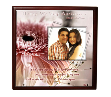 Personalized Tiles - Ceramic 4"x4"/6"x6" Brown Frame, Hanging & Tabletop, Custom Clear Prints