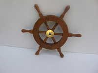 Nautical Ship Wheel - Wooden Ship Wheel Brass Fitted, Brown Finish With Long Lasting Sheen And High Durability