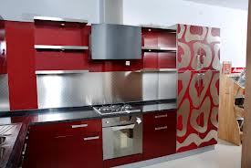 Decorative Modular Kitchen - Steel and Wood, Red Color | Customizable Design, Glossy Finish, Elegant Style, Durable and Easy Installation