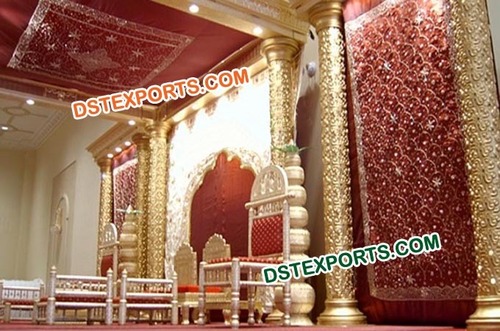 Red and Golden Embrodried Backdrop - Fabric, Customizable Size, Red with Gold Thread Embroidery, Elegant Durable Design