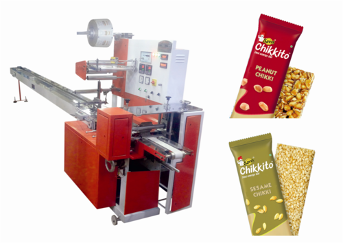 Chikki Packaging Machine - Stainless Steel, 18x4x6 inches, White Color | Automatic Electric Drive, PLC Control, 2hp Power, Suitable for Food, Medical, and Chemicals