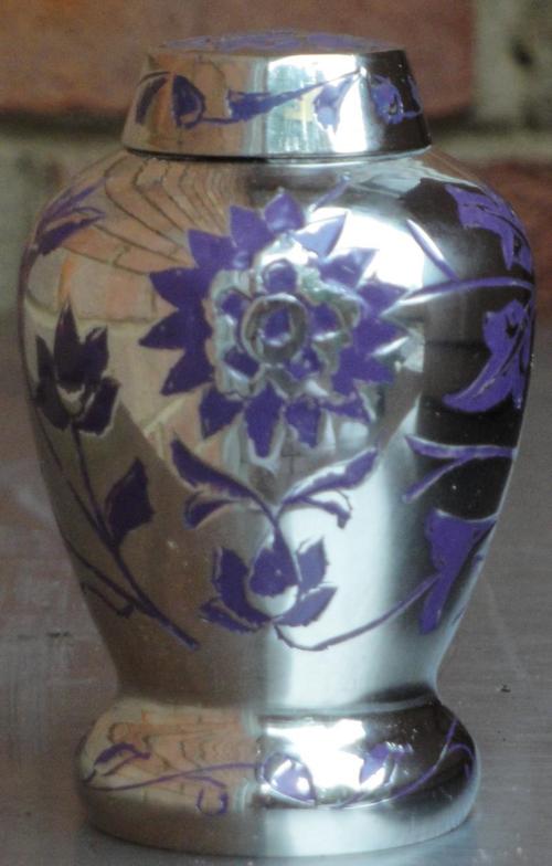 Blue & Silver Brass Cremation Urn