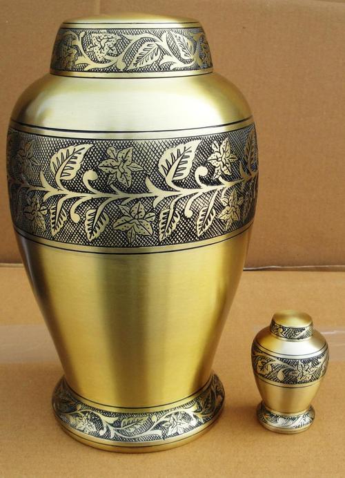 Polished Printed Brass Cremation Urn