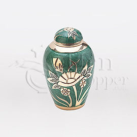 Lovely Rose Emerald Brass Metal Token Cremation Urn