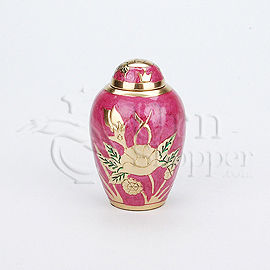 Lovely Rose Lilac Brass Metal Token Cremation Urn