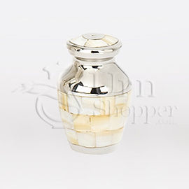 Mother of Pearl Brass Metal Token Cremation Urn