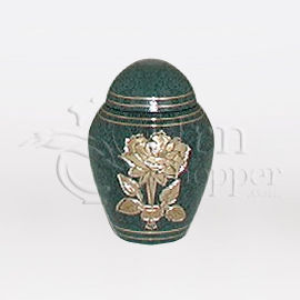 Rose Teal Brass Metal Token Cremation Urn