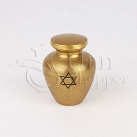 Star of David Brass Metal Token Cremation Urn