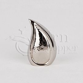 Teardrop Bright Silver Token Cremation Urn