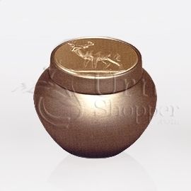 Tempus Gold with Deer Token Brass Metal Cremation Urn